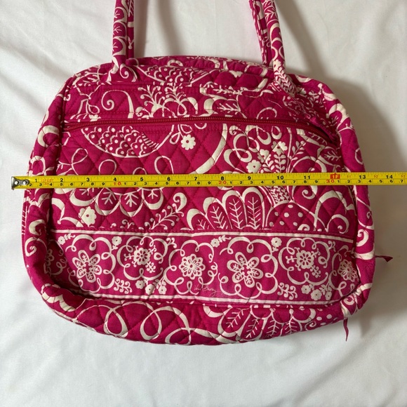 Vera Bradley Shoulder Bag Twirly Bird Pattern Purse Hot Pink White Carry On Bag - Picture 13 of 16